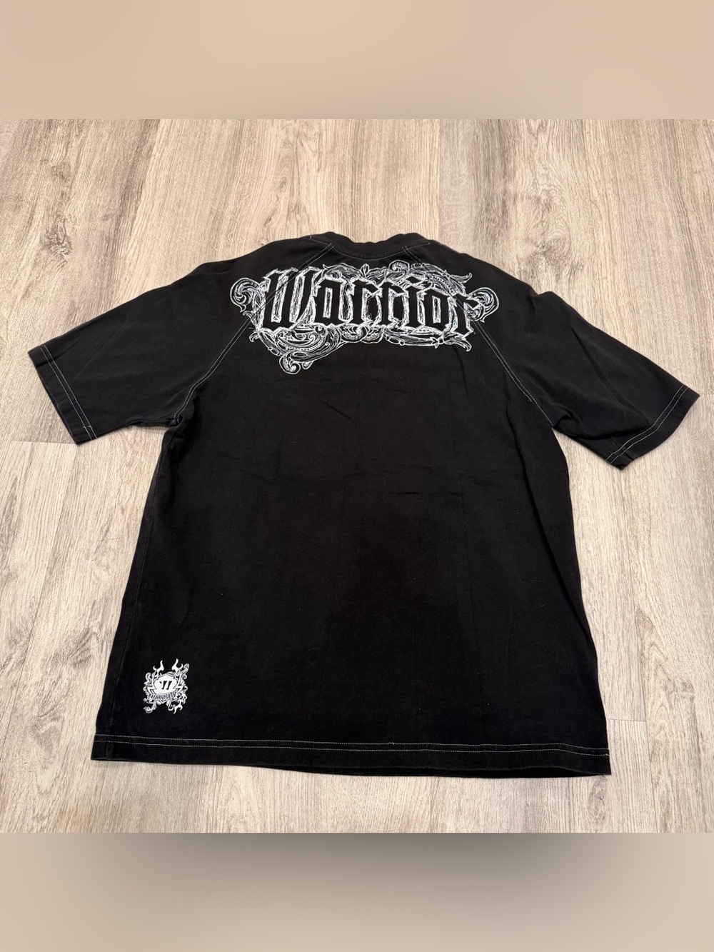 Warrior Black Graphic T-Shirt XL 95% Cotton Short Sleeve Streetwear Tee‎